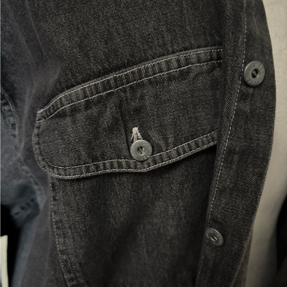 Geoffrey Beene Charcoal Denim Button-Up Shirt Size L - Picture 5 of 8